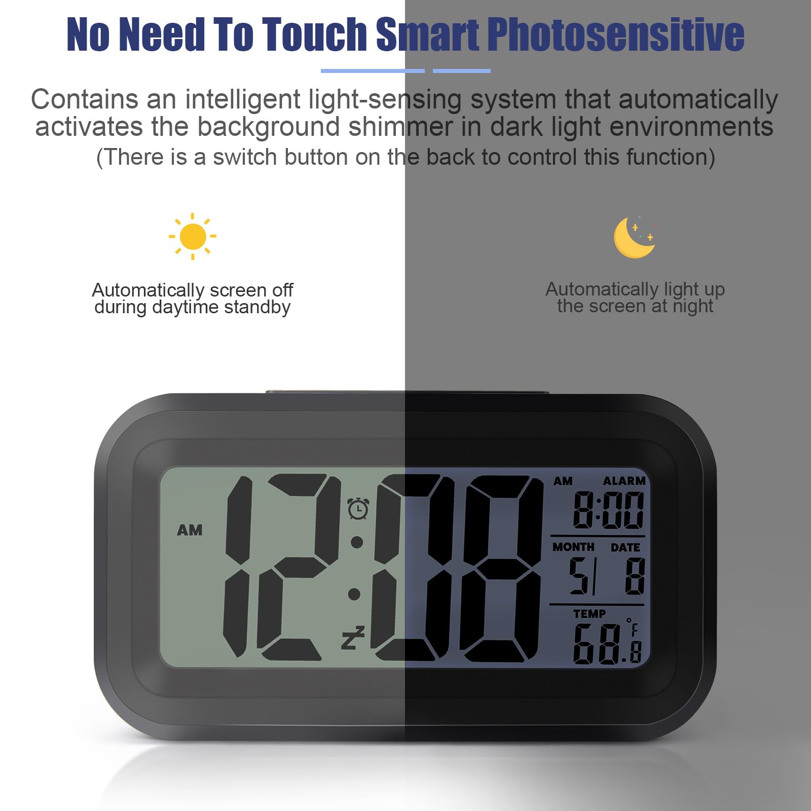 Alarm Clock，Alarm Clocks for Bedrooms，Small Wall Clock，Large Display Digital Calendar Alarm Clock Suitable for Elderly and Children, Bedroom, Office, Living Room, Desk