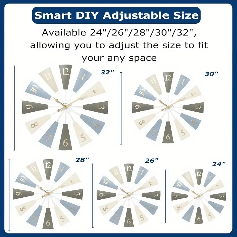 A 30-Inch Large Modern Farmhouse Wall Clock Designed for DIY Projects, Featuring Adjustable Sizes of 24