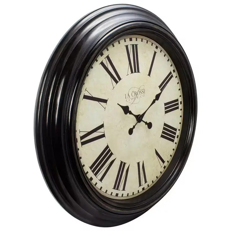 23 in. Antique Bronze Dial Quartz Analog Wall Clock with Roman Numerals Equipped with a whisper-quiet quartz movement Whether you're adding a vintage touch to your farmhouse decor