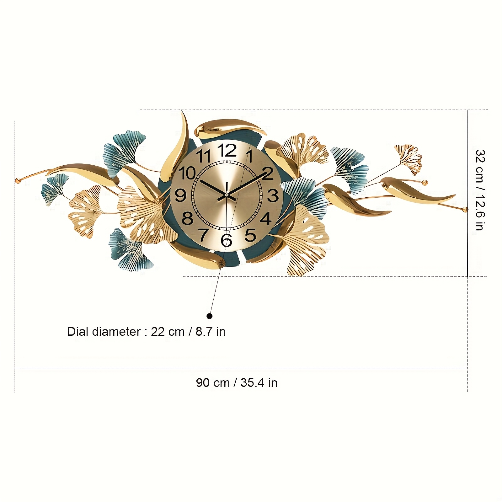 Golden Ginkgo Leaf Wall Clock, Modern Minimalist Creative Clock, Silent Fashion Ginkgo Leaf Art